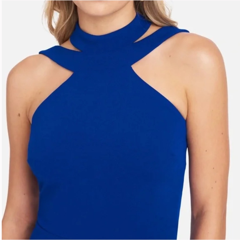 Bebe Elegant Blue Halter Jumpsuit size 6 - Picture 4 of 8